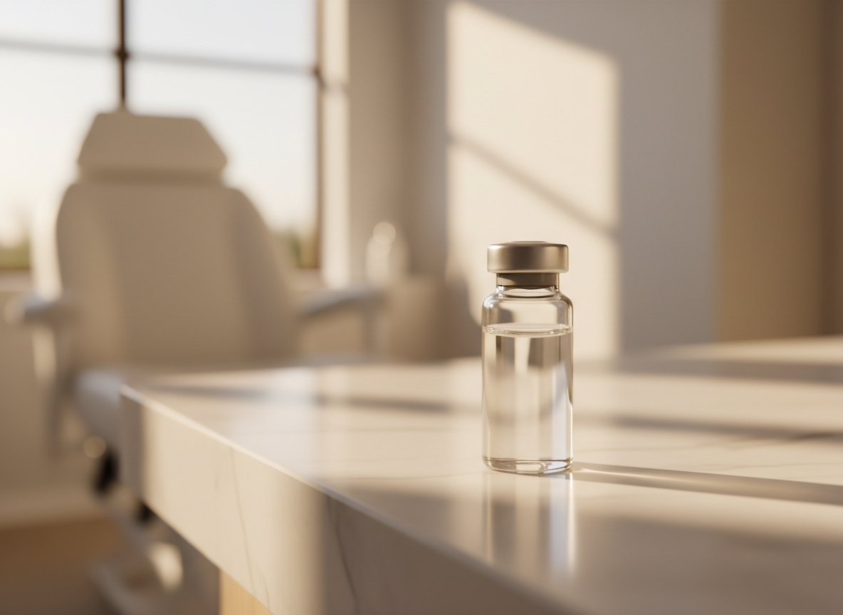 Peptide therapy vial in clinical setting