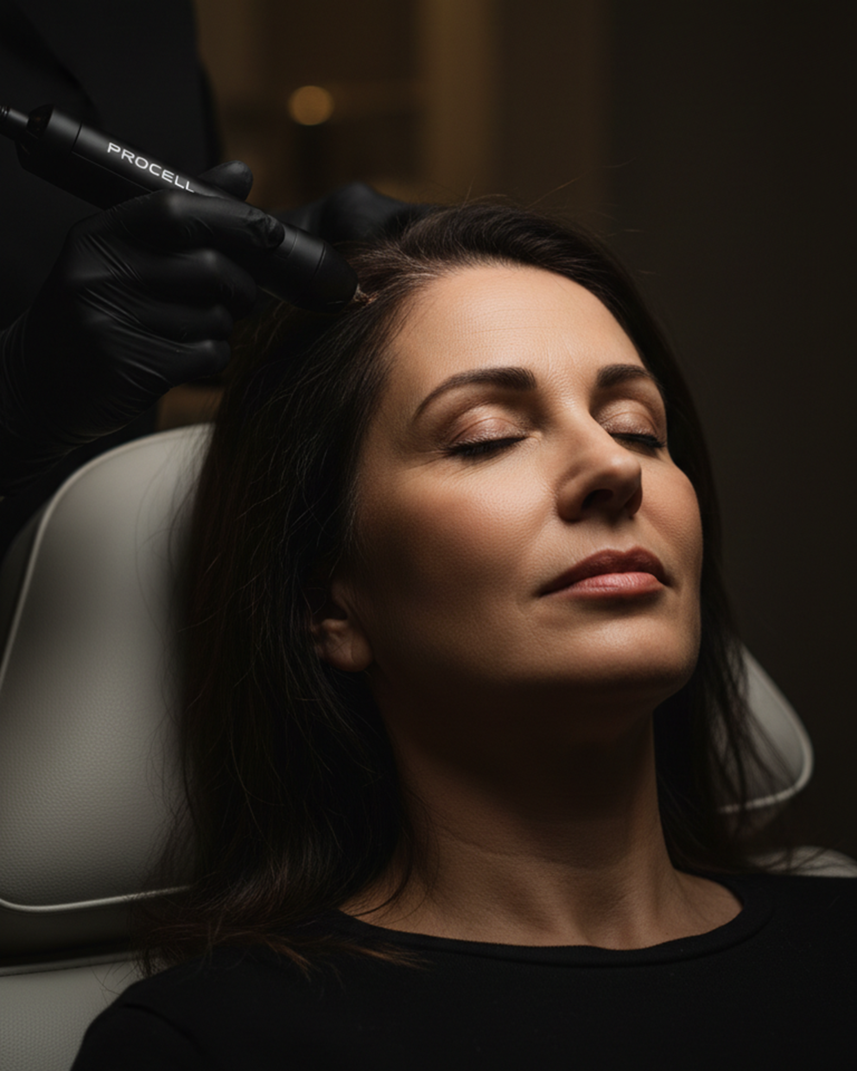 Woman receiving Procell Microchanneling hair restoration treatment